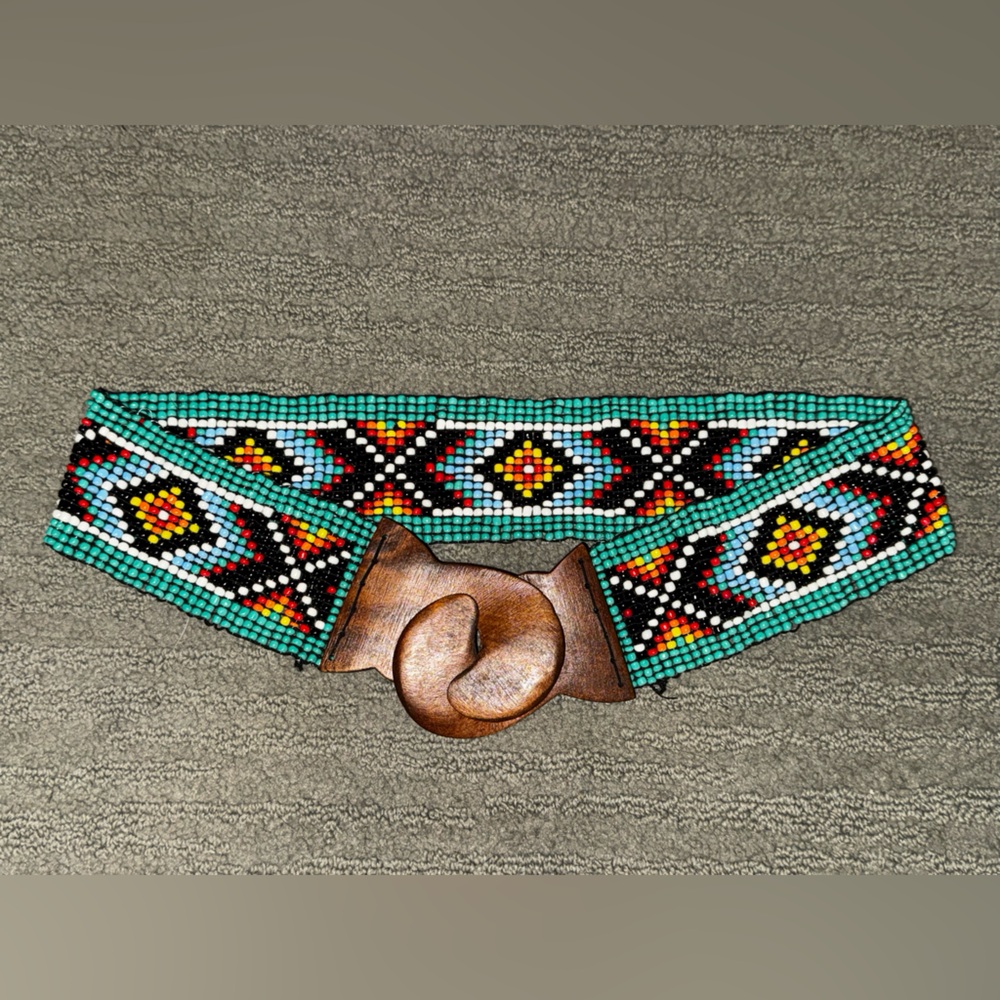 Native American inspired seed bead belt